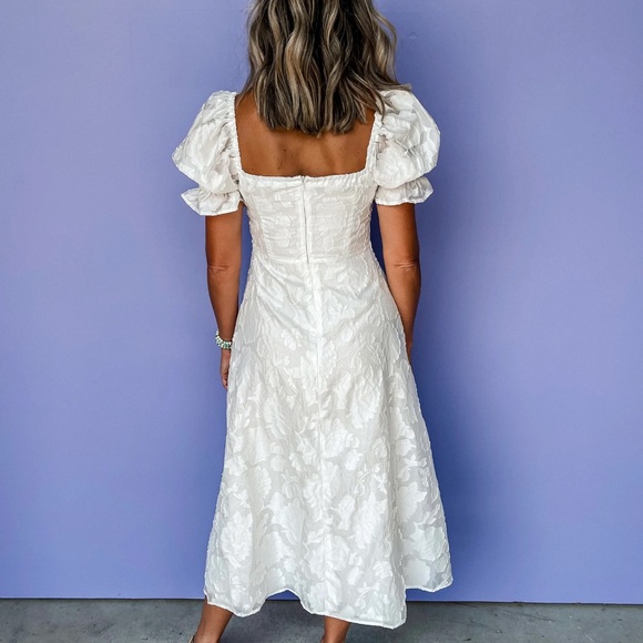 White Midi Dress with Puff Sleeves 🤍 - Picture 2 of 2